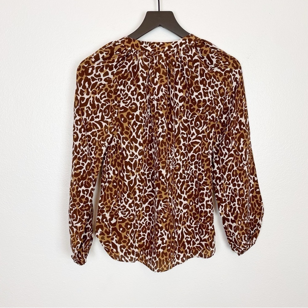 Lilly Pulitzer Saige Silk Long Sleeve Blouse Leopard Cheetah Animal - Picture 5 of 7